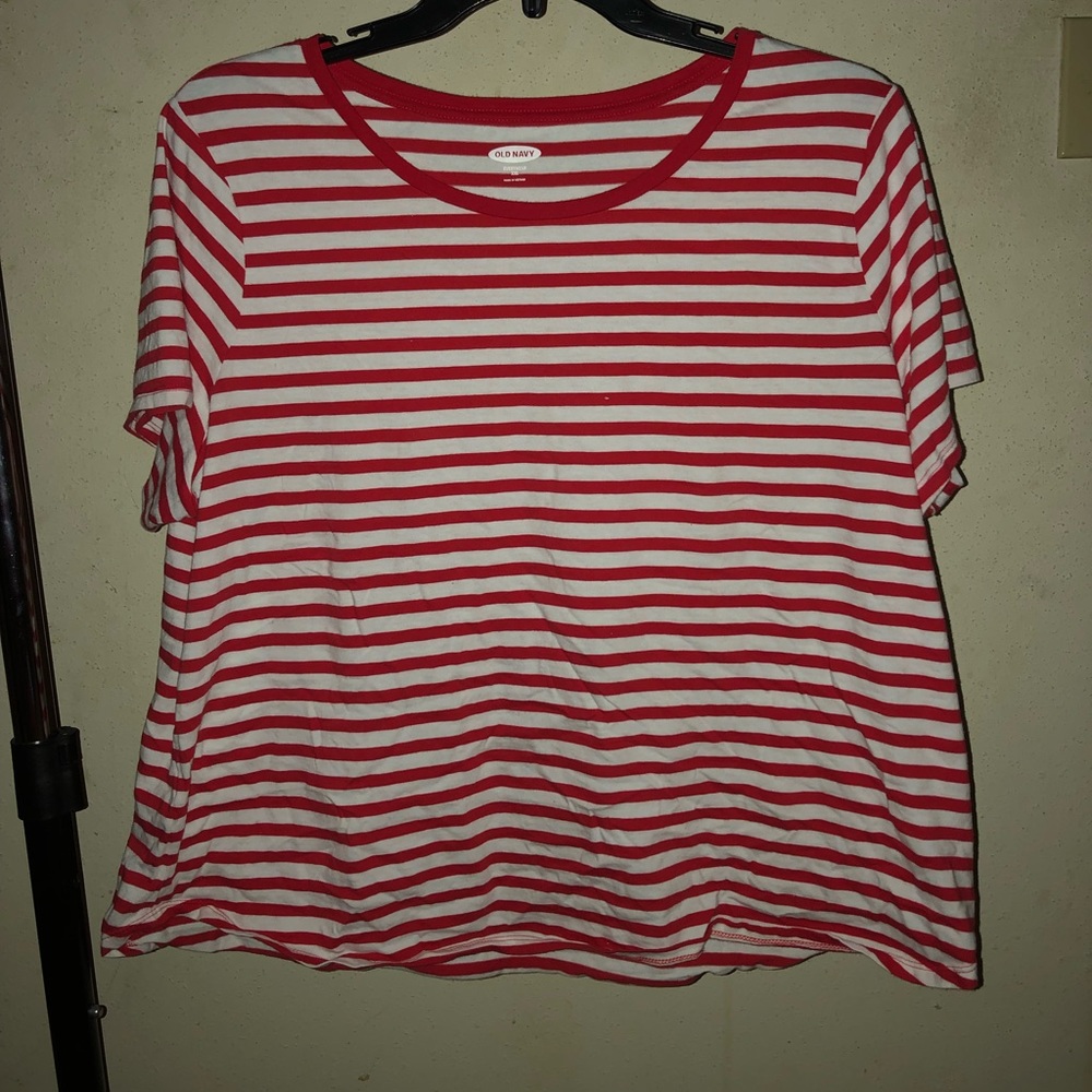 Red and White Striped Crop Top